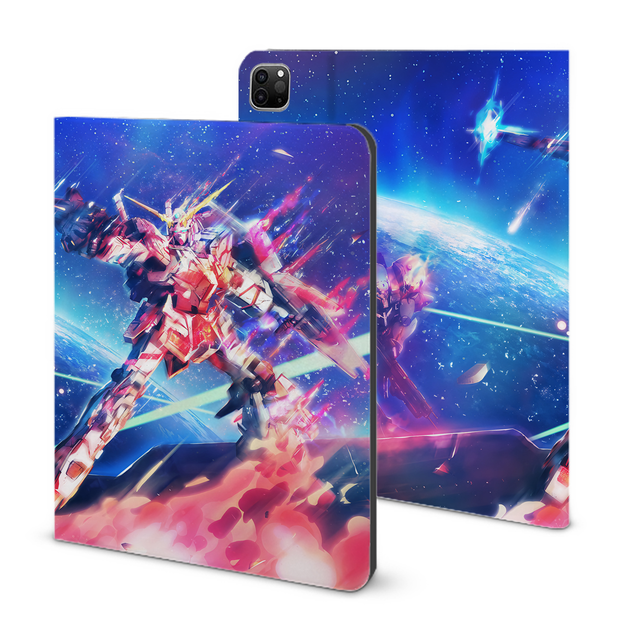 （画像用） 機動戦士ガンダム Mobile Suit Gundam IPad ケース ブック型 PUレザー TPU 耐衝撃 軽量 薄型 ペン収納なし 全面保護 IPad 各モデル対応